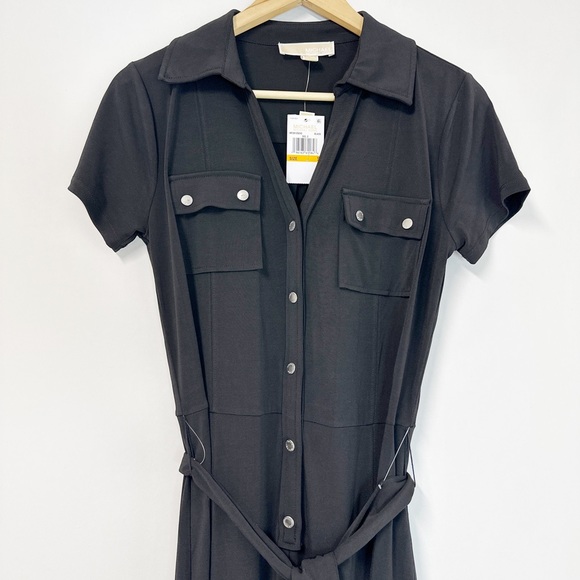 MICHAEL MICHAEL KORS Women's Split-Neck Button Jumpsuit black S - Picture 3 of 6